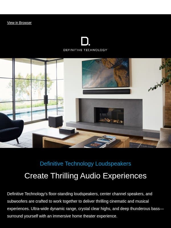 Definitive Technology’s Speakers in a Word—Thrilling email from Definitive Technology