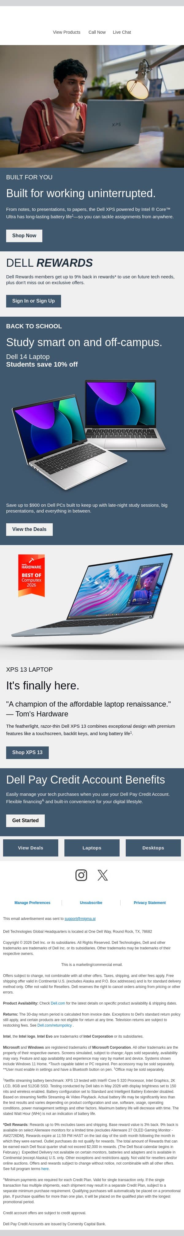Turn any place into a study space. email from Dell Technologies screenshot
