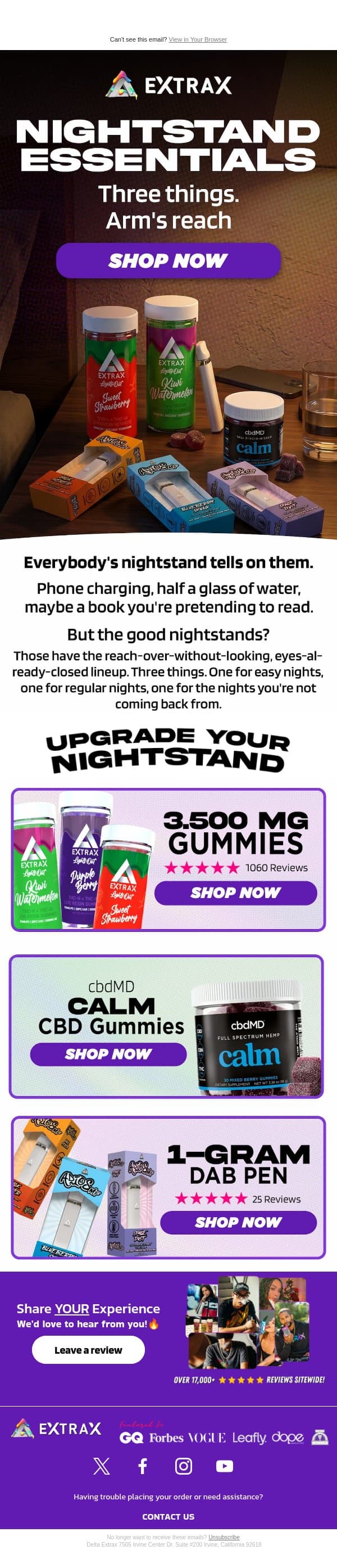Soo... What's On Your Nightstand? email from Delta Extrax screenshot