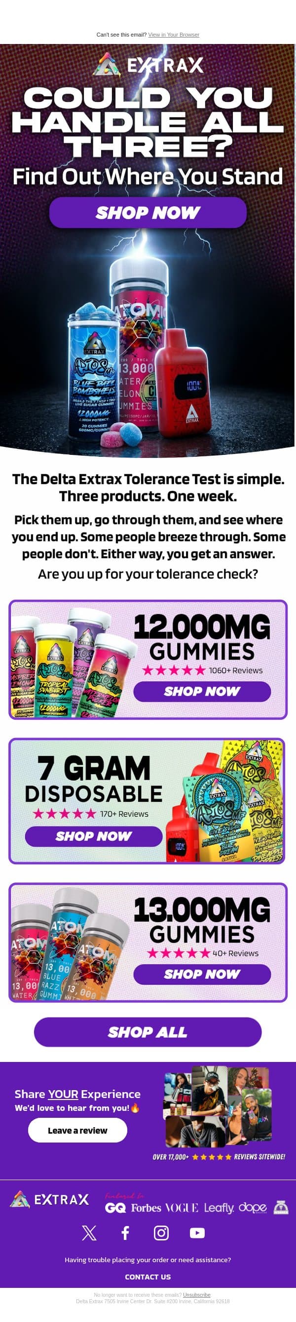 Think You Can Handle These? email from Delta Extrax screenshot