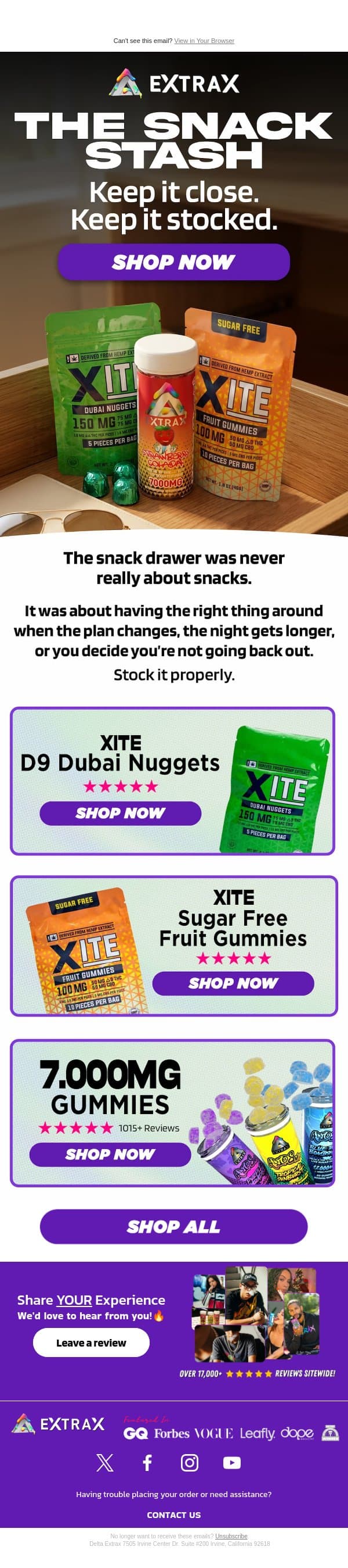 The Snack Drawer Got Upgraded email from Delta Extrax screenshot