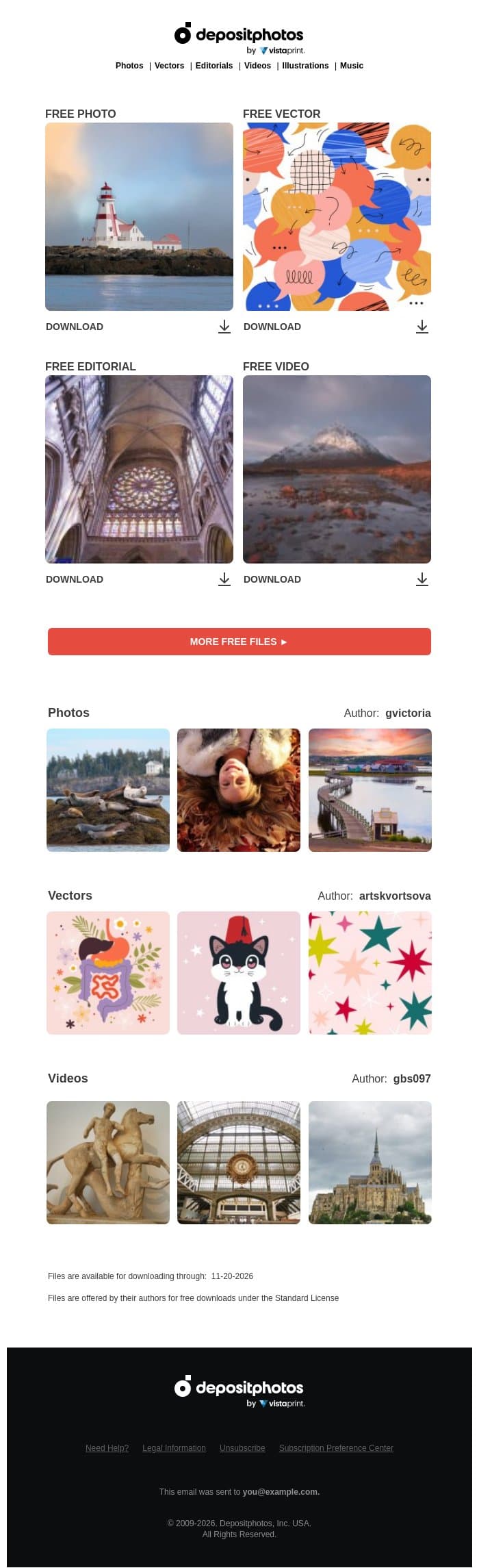 🆓 Free files update! See Week — 43 email from Depositphotos screenshot
