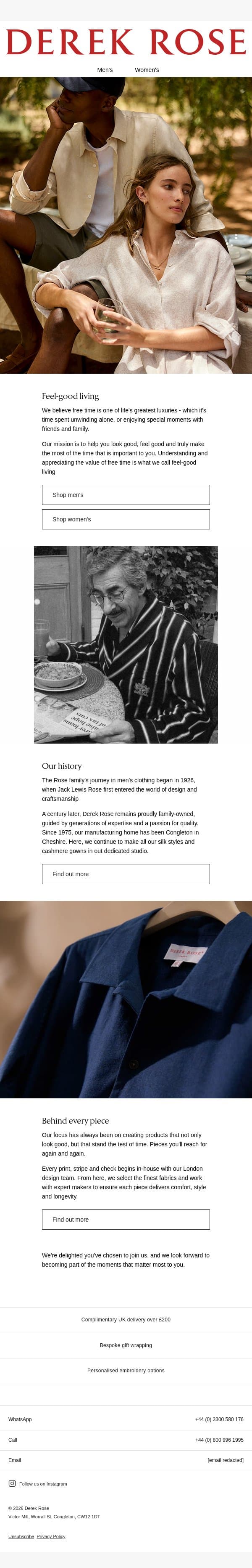 What is feel-good living? email from Derek Rose screenshot