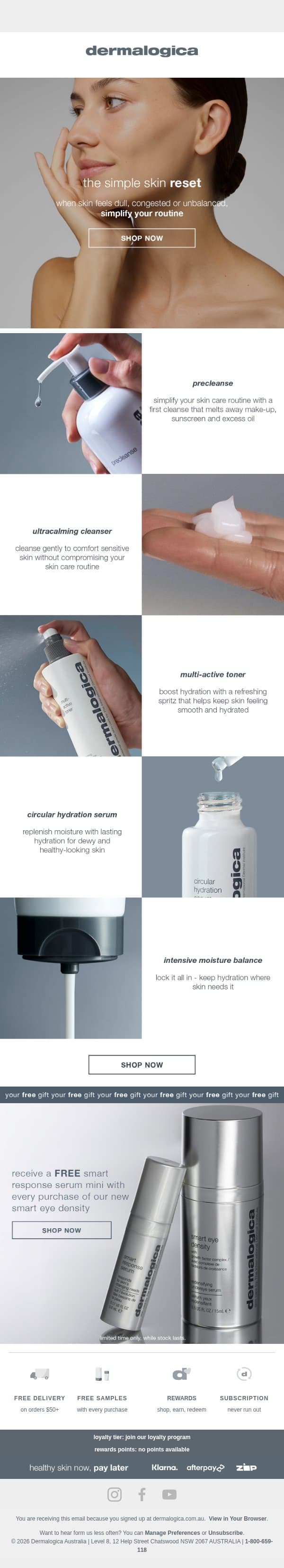 Time for a simple skin reset? email from Dermalogica Australia screenshot