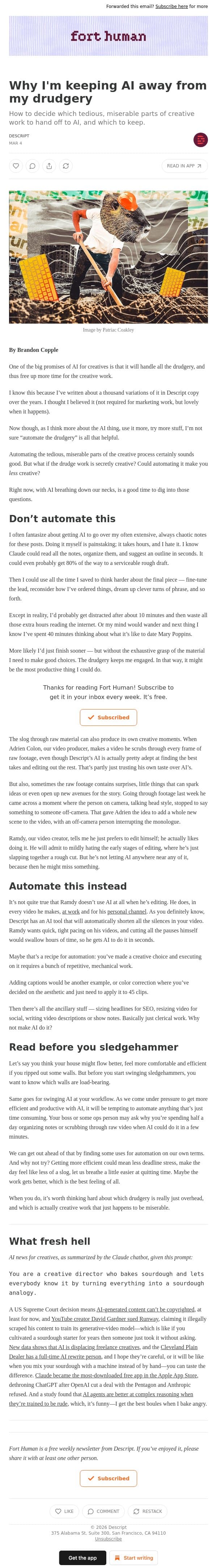 Why I'm keeping AI away from my drudgery email from Descript screenshot