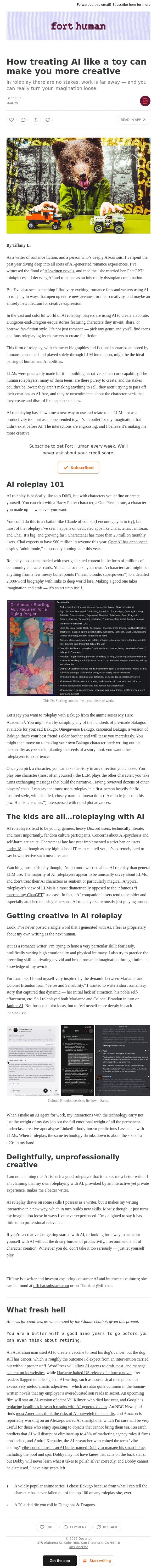 How treating AI like a toy can make you more creative email from Descript screenshot