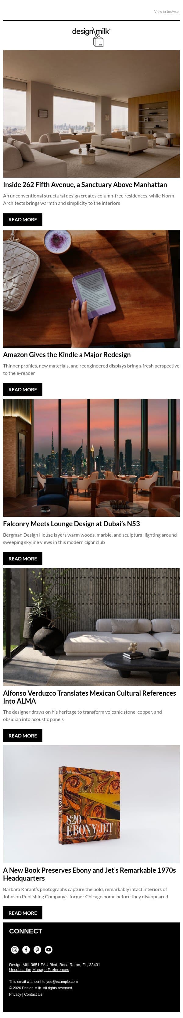 Daily Digest: Go Inside 262 Fifth Avenue Residences email from Design Milk Shop screenshot
