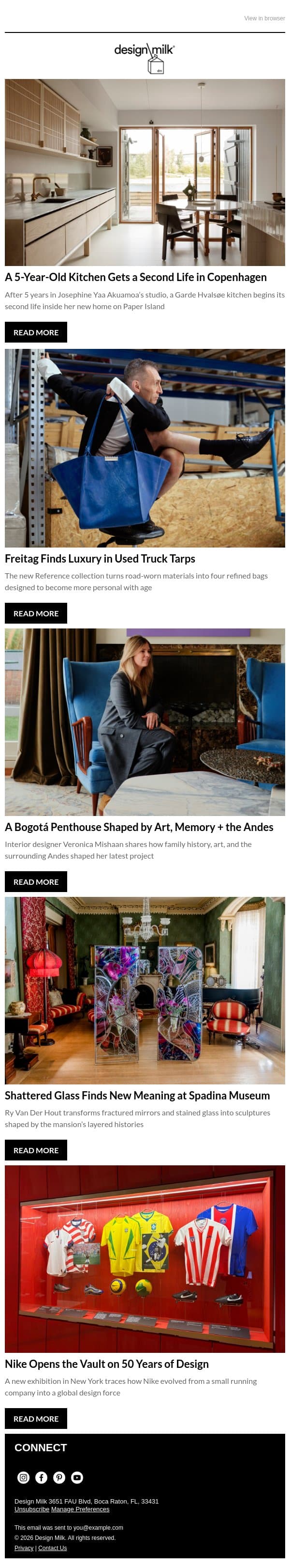 Daily Digest: A 5-Year-Old Kitchen Gets a Second Life email from Design Milk Shop screenshot