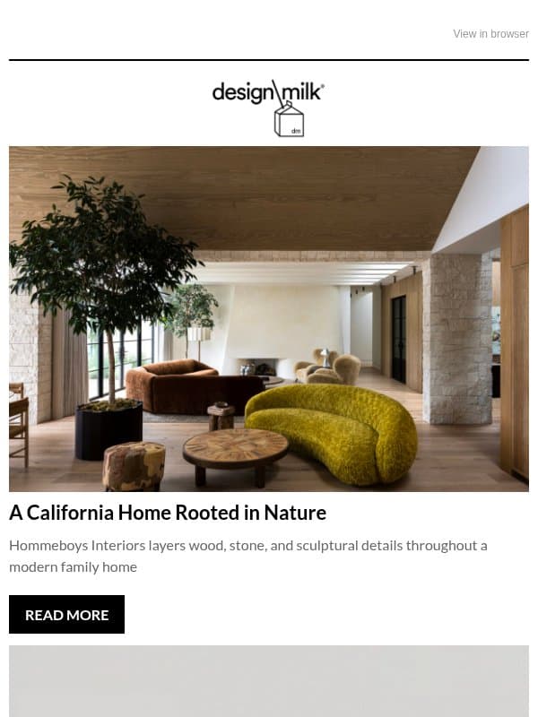 Daily Digest: A Sonoma Home Defined by Wood, Stone, and Sculptural Details email from Design Milk Shop