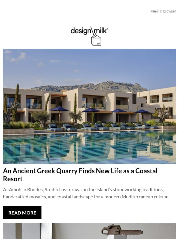 Daily Digest: An Ancient Greek Quarry Becomes a Coastal Resort email from Design Milk Shop