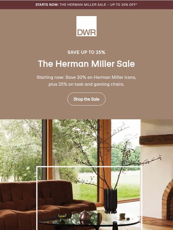 Starts now: 20% off Herman Miller icons email from Design Within Reach