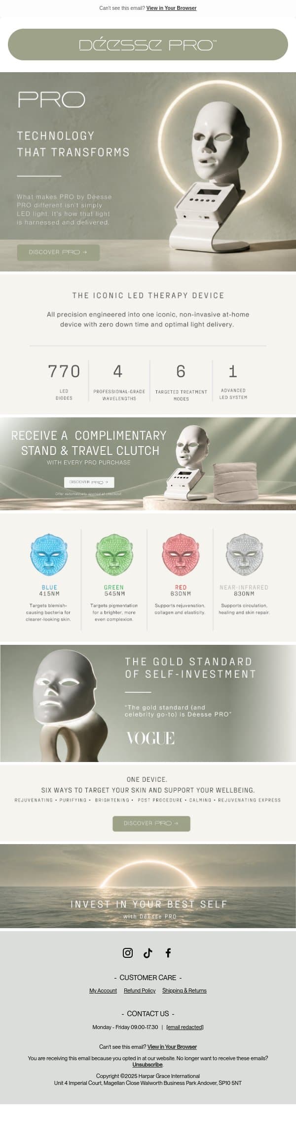 How far can light therapy go? email from Déesse Pro screenshot