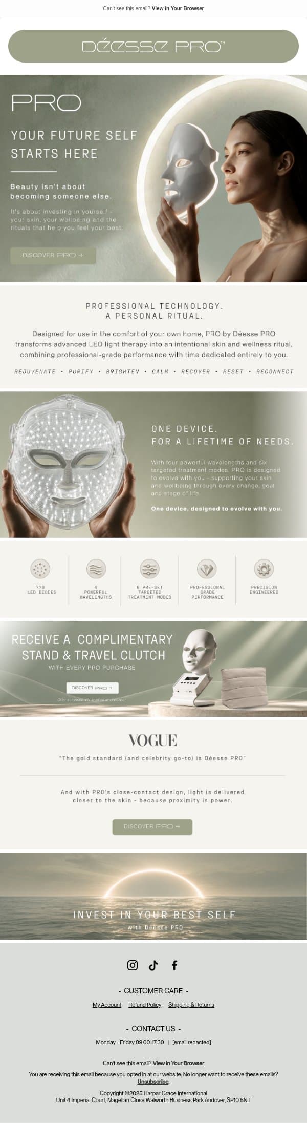 Your future self starts here. email from Déesse Pro screenshot