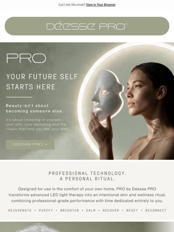 Your future self starts here. email from Déesse Pro