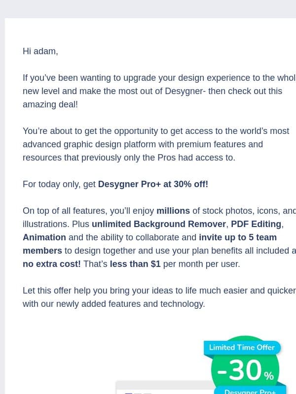 Unlock the best part of Desygner email from Desygner