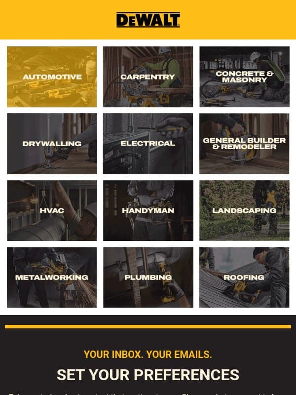 Got a minute? email from DeWalt