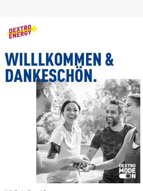 🖤 Willkommen im Produkttesterclub! email from Dextro Energy