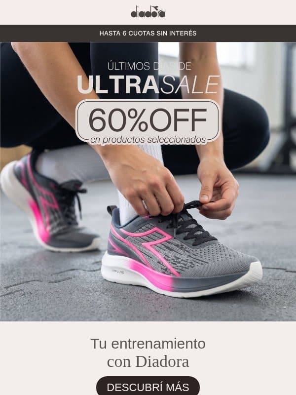 Últimos días de Ultra Sale: hasta 60% OFF email from Diadora Argentina