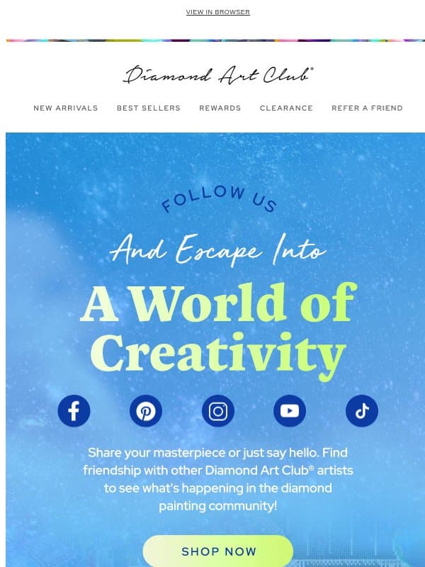 Get social and be inspired email from Diamond Art Club UK