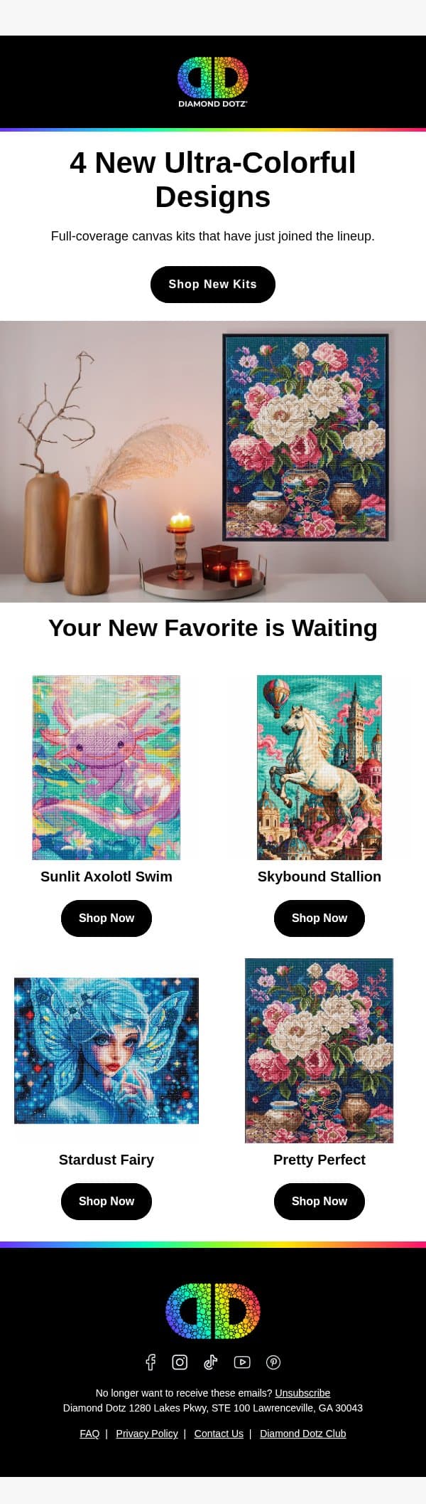 Four new kits just landed ✨ email from Diamond Dotz screenshot