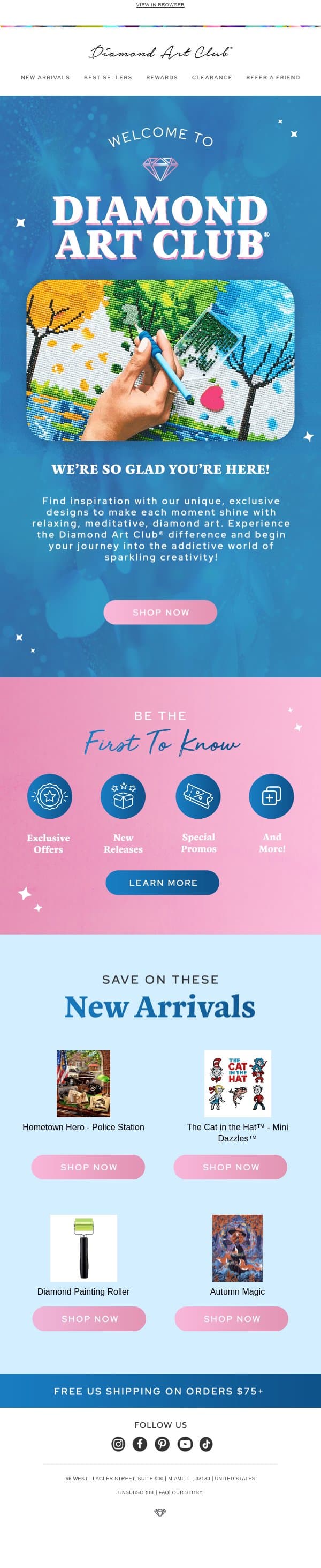 Welcome to Diamond Art Club! | We're so glad you're here! email from Diamondartclub screenshot