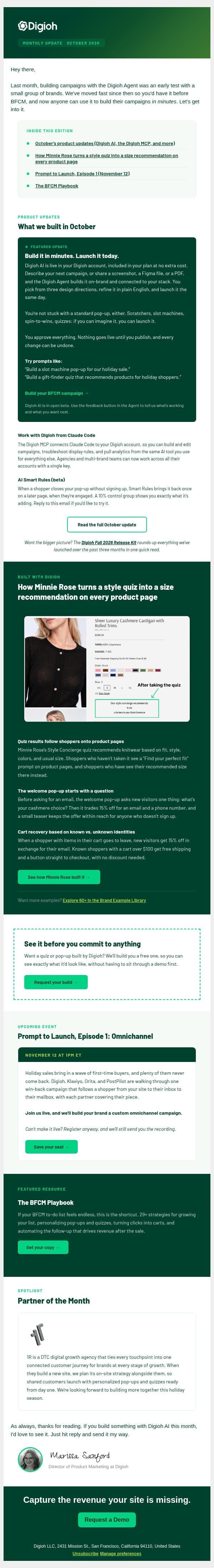 What we launched in October 🎃 email from Digioh screenshot