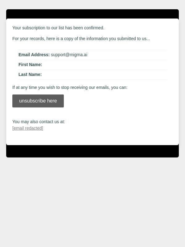 Digital Storm Newsletter: Subscription Confirmed email from Digital Storm