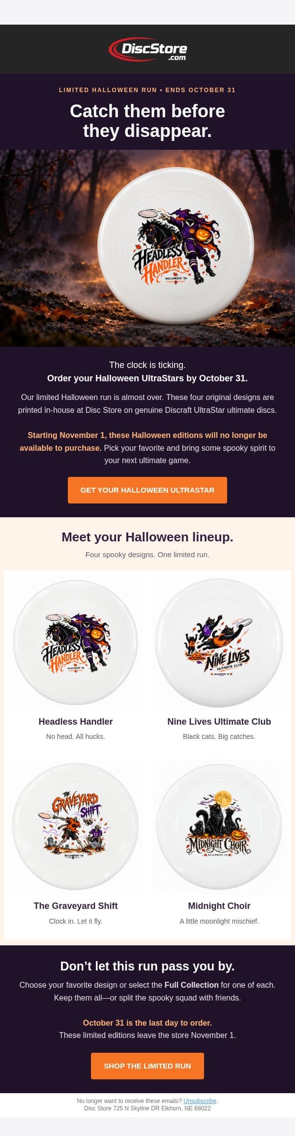 These Halloween UltraStars disappear October 31 ๐ email from Discace screenshot