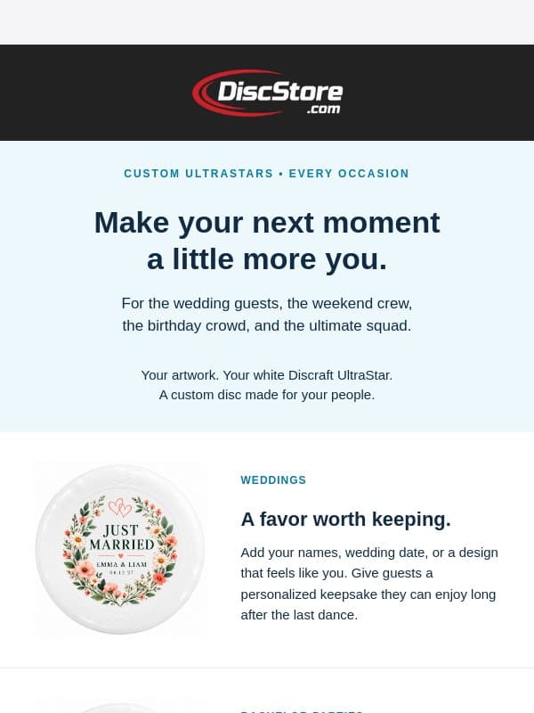 A custom disc for every kind of crew email from Discace