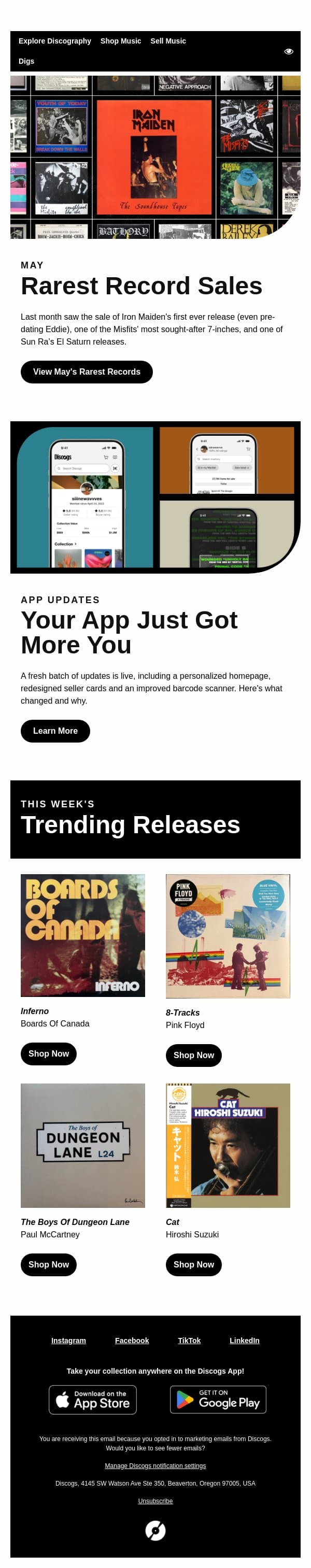 Dig In To May's Rarest Records email from Discogs screenshot