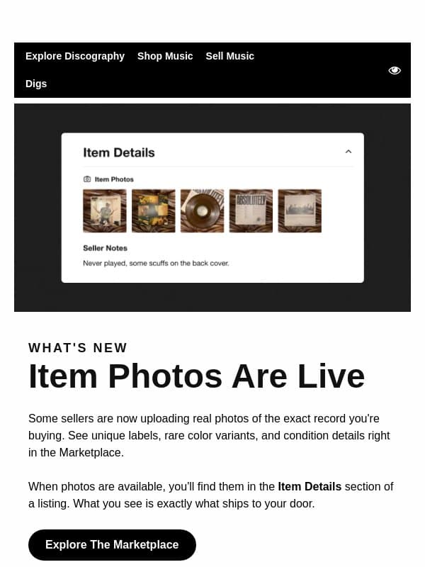 See Exactly What You're Buying email from Discogs