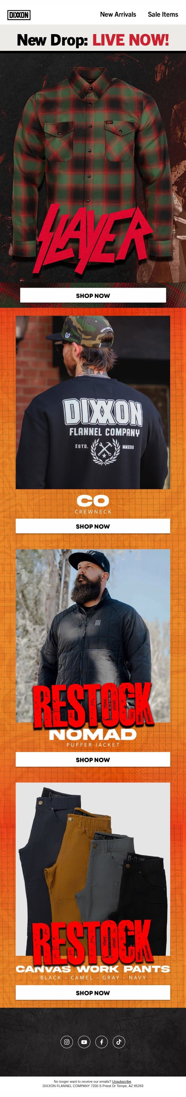 Happy Halloween: SLAYER x DIXXON 🩸 email from Dixxon Apparel screenshot