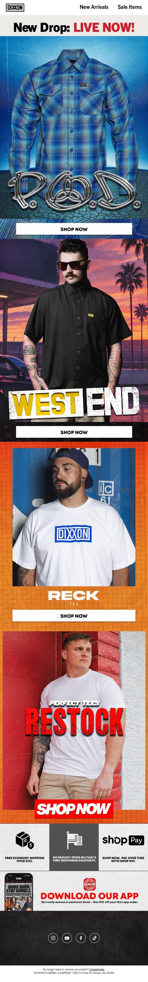 P.O.D. x DIXXON 🔥 email from Dixxon Apparel screenshot