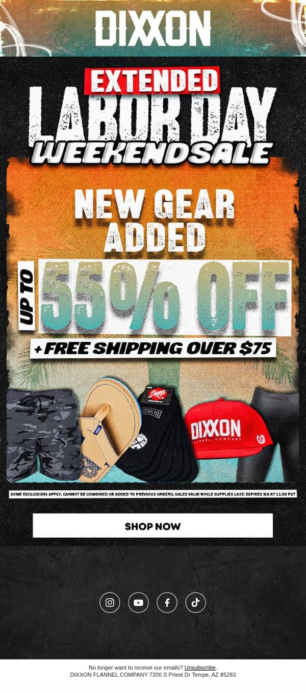 ⚠️ Final Warning! Shop Now! email from Dixxon Apparel screenshot