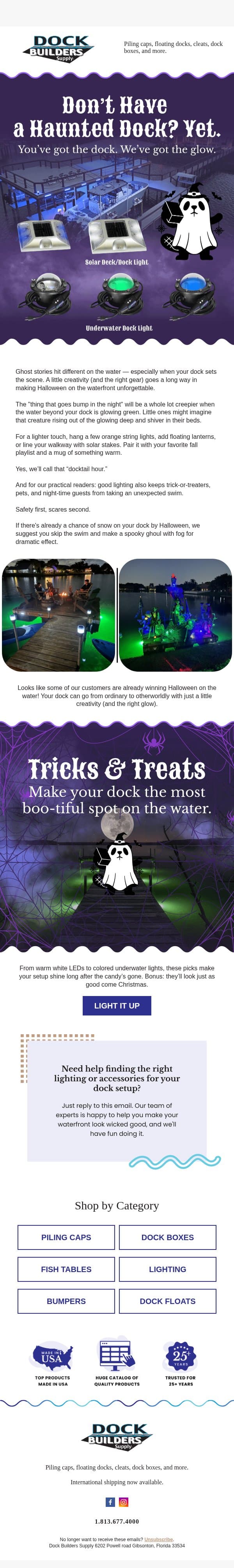 Make your dock the afterlife of the party email from Dock Builders Supply screenshot