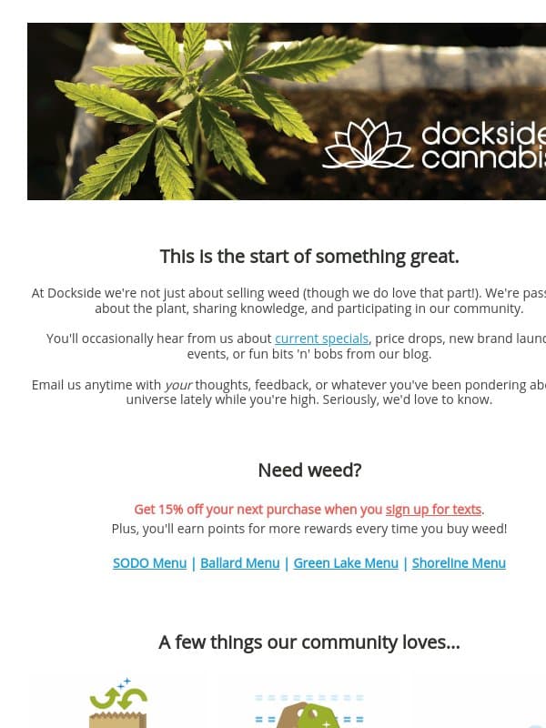 You're in! ? email from Dockside Cannabis