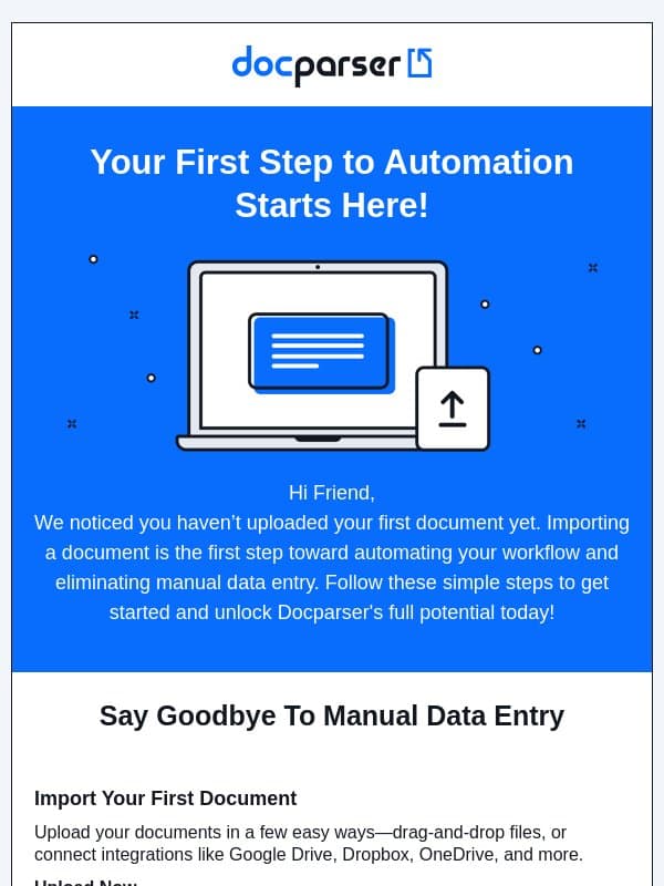 Parse PDF, CSV, Excel, Images, and more on Docparser email from Docparser