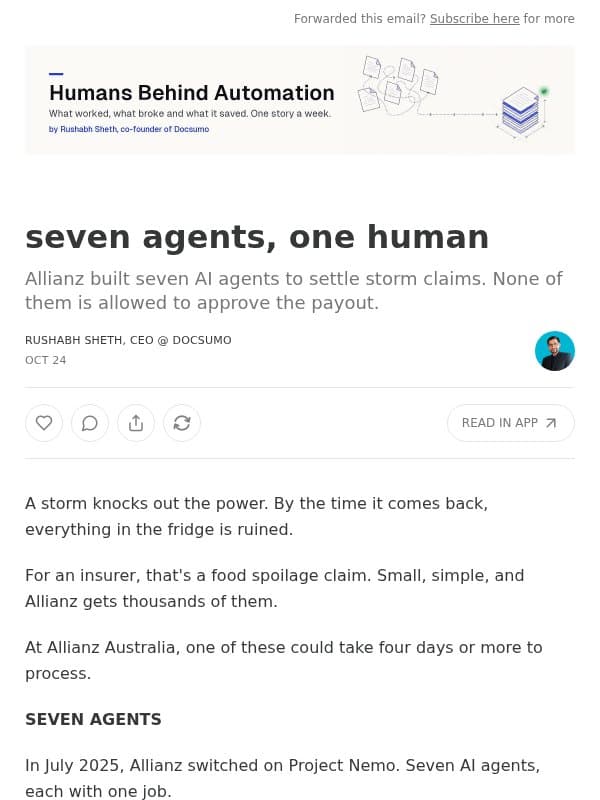 seven agents, one human email from Docsumo