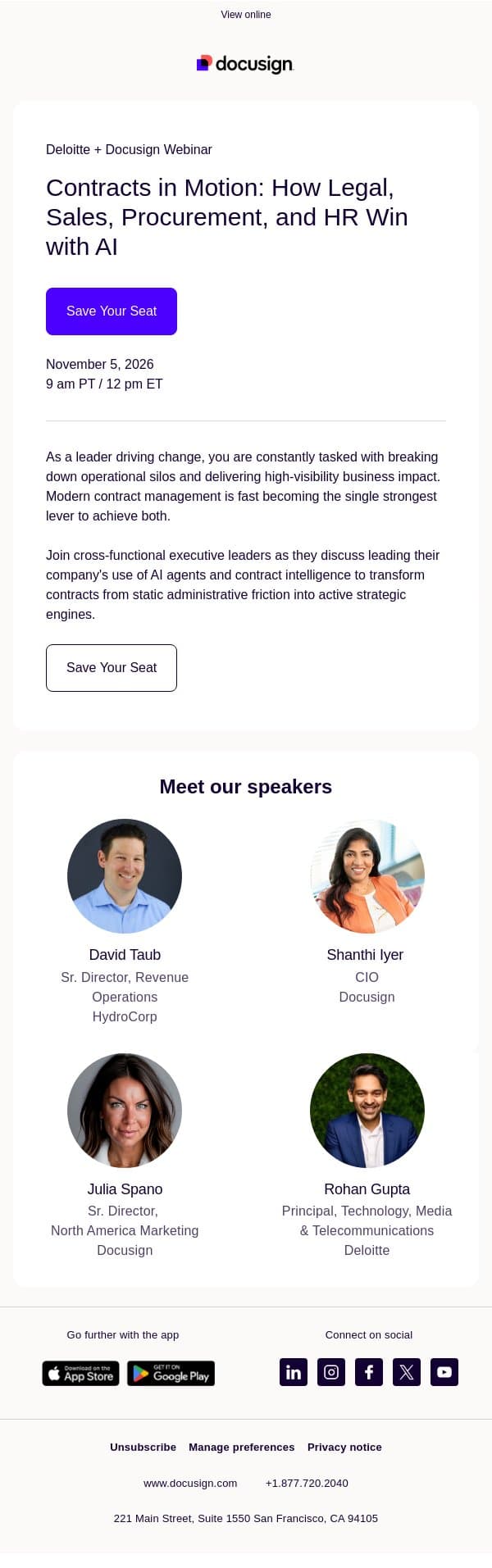 Be the champion of change: Lead with AI-powered contract management email from DocuSign screenshot