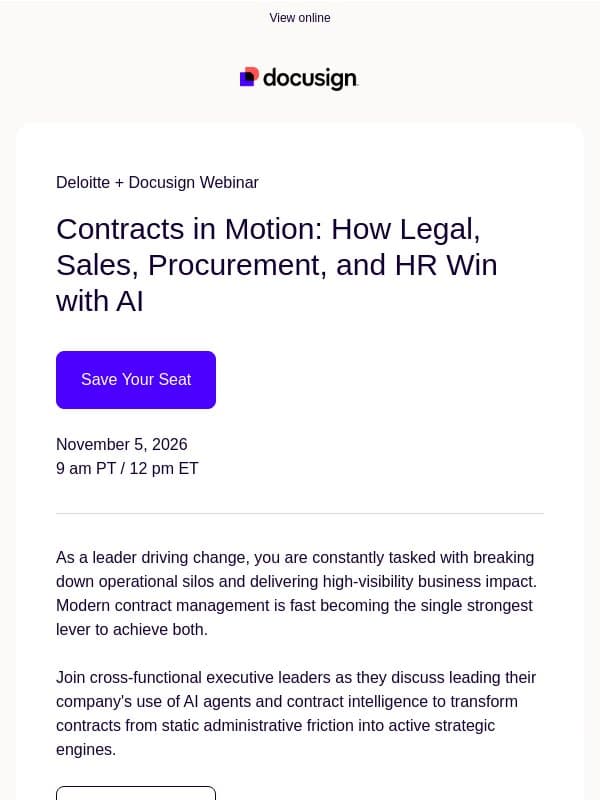 Be the champion of change: Lead with AI-powered contract management email from DocuSign