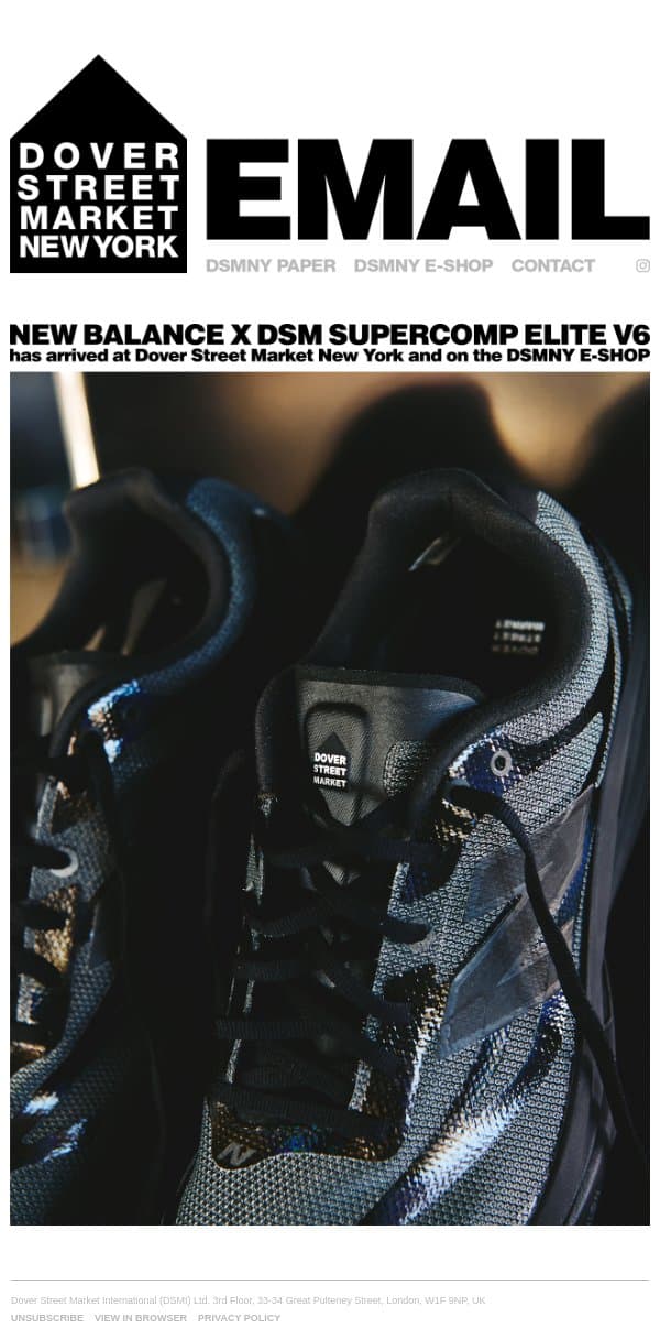 New Balance x DSM SuperComp Elite v6 has arrived email from Dover Street Market screenshot