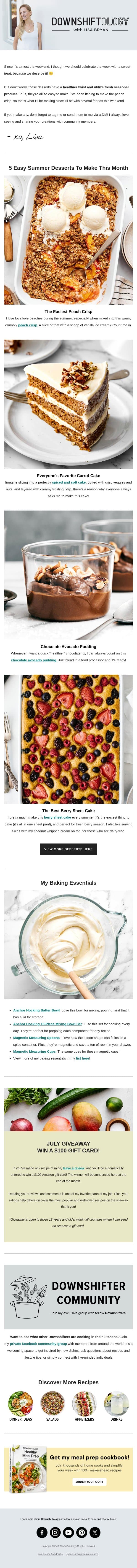 If You Make One Dessert This Summer… 🍑 email from Downshiftology screenshot