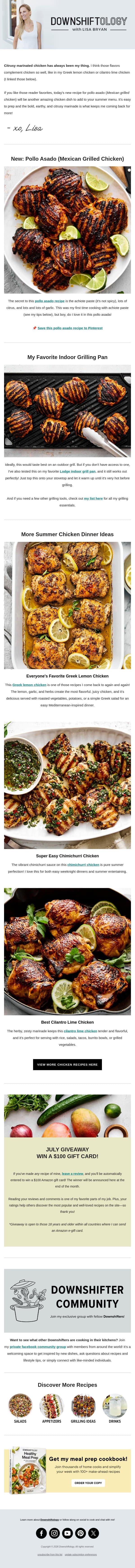 NEW Summer Chicken Dinner You’ll Love! email from Downshiftology screenshot