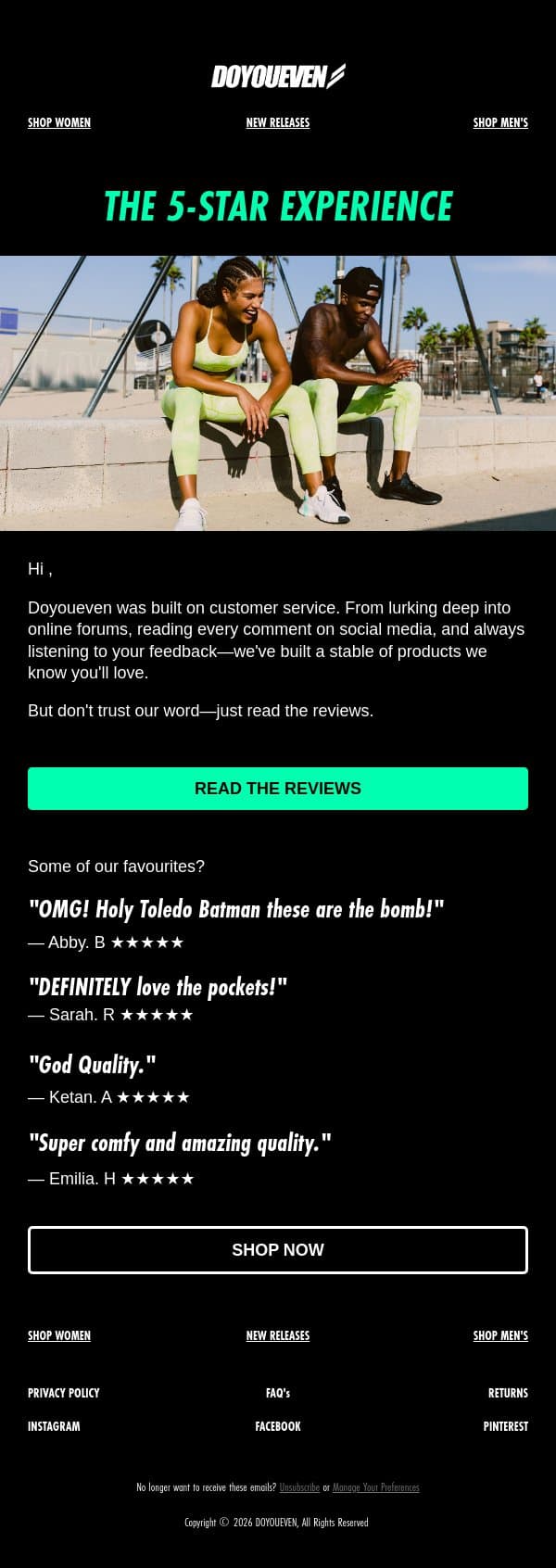 The 5-Star Experience ⭐ email from DoYouEven screenshot