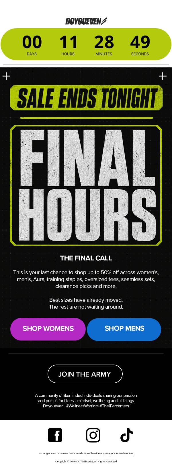 FINAL HOURS 🚨 email from DoYouEven screenshot