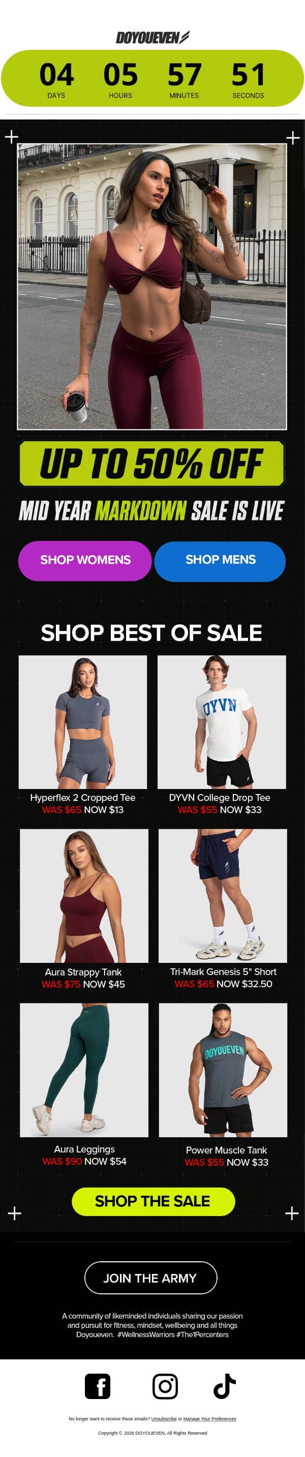 50% OFF WON’T WAIT 👀 email from DoYouEven screenshot