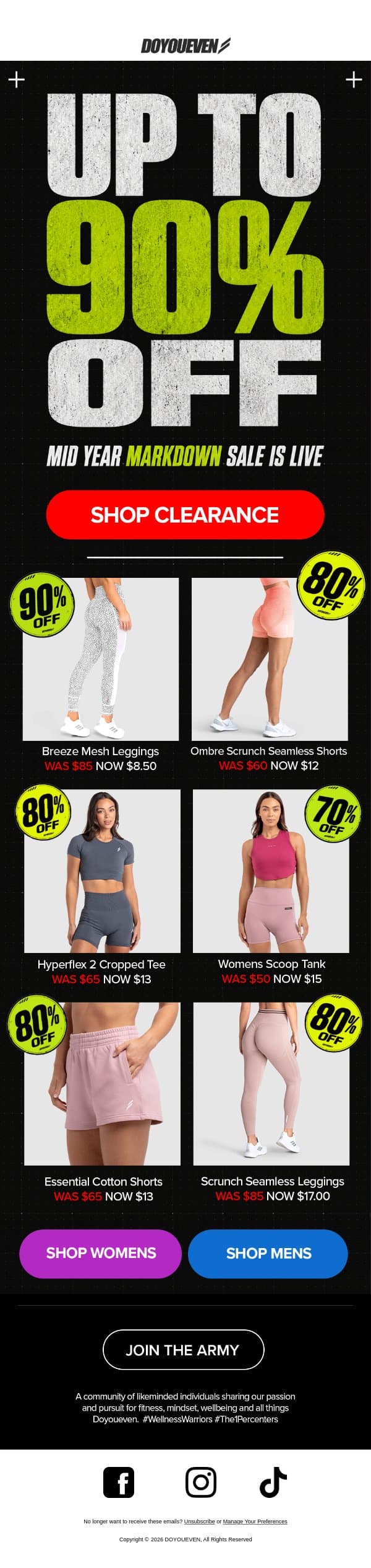 UP TO 90% OFF 🚨 email from DoYouEven screenshot