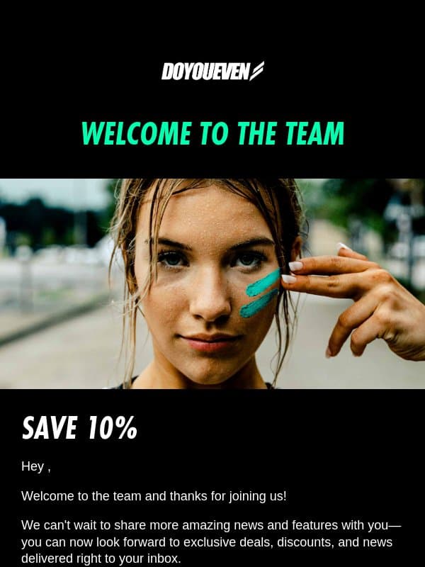 Welcome to the team! email from DoYouEven
