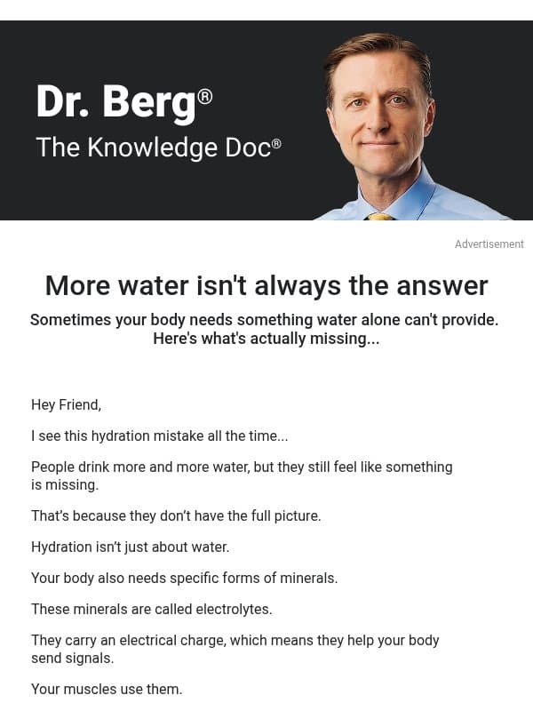 The hydration mistake I see all the time email from Dr. Berg Shop