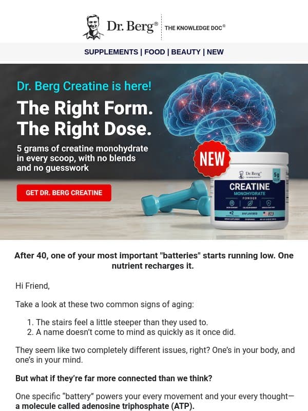 Check for 2 things on any creatine label email from Dr. Berg Shop